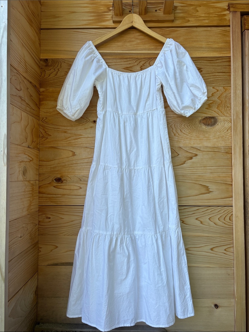 Sim & Sam White Smocked Midi Dress – Size Small | 100% Cotton